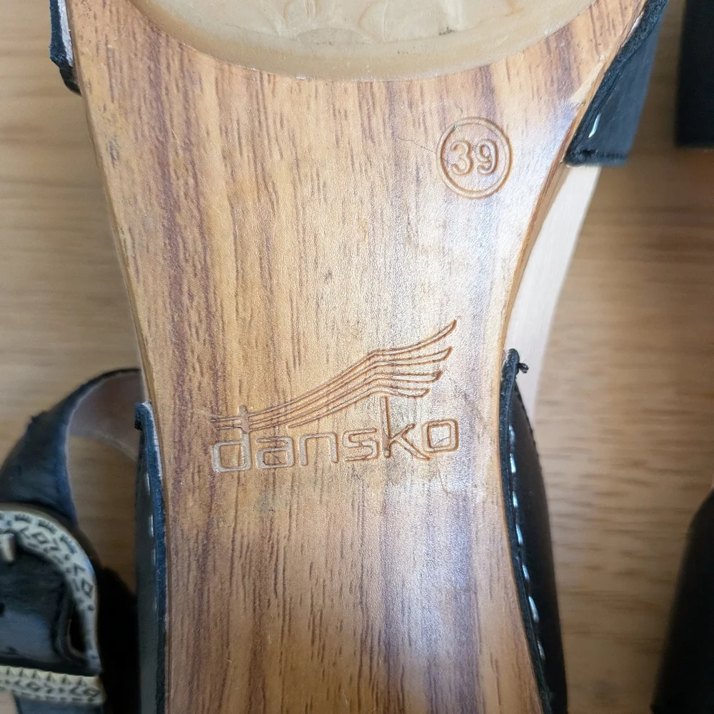 Dansko Anna Black Leather Western Heeled Comfort Sandals Size 39 (8.5 - 9) - Picture 11 of 14